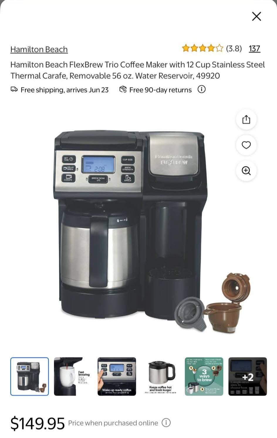 Hamilton Beach Flex Brew coffee maker